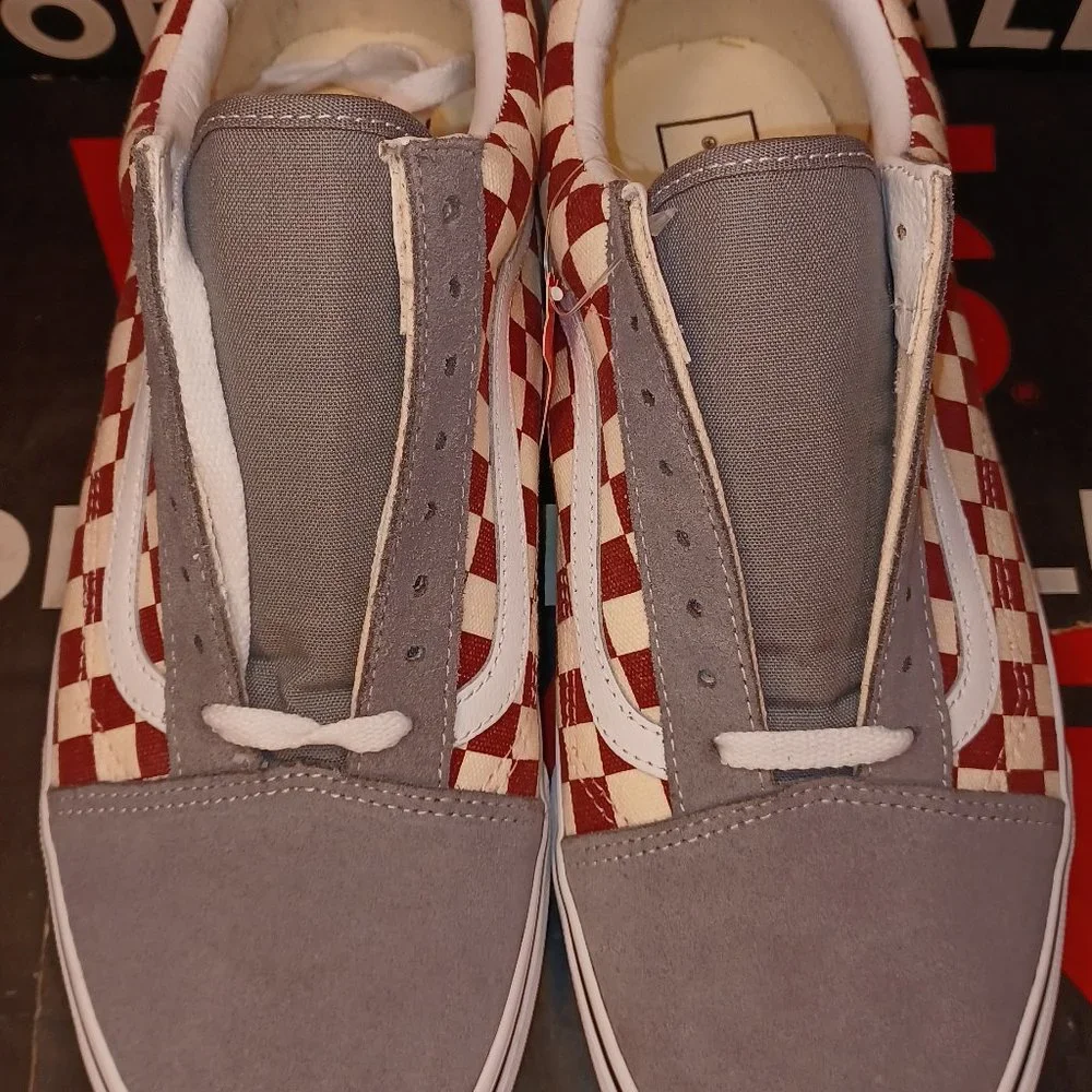 Vans Old Skool Checkerboard Frost Grey/Rhubarb Men's 10.5 VN0003Z6ICJ